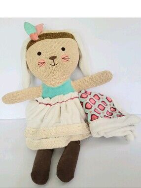 LEVTEX KNIT BUNNY RABBIT STUFFED ANIMAL WITH OUTFIT AND LOVEY SECURITY BLANKET